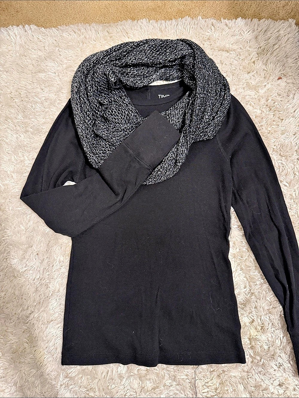 Time and Tru Black Cowl Neck Long Sleeve Tunic Size XS